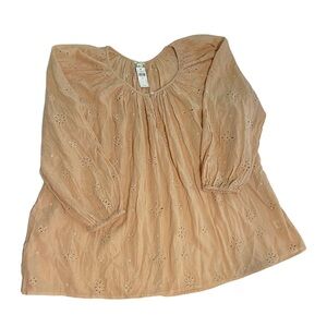 Aerie Women’s Beige Floral Eyelet Embroidered Blouse